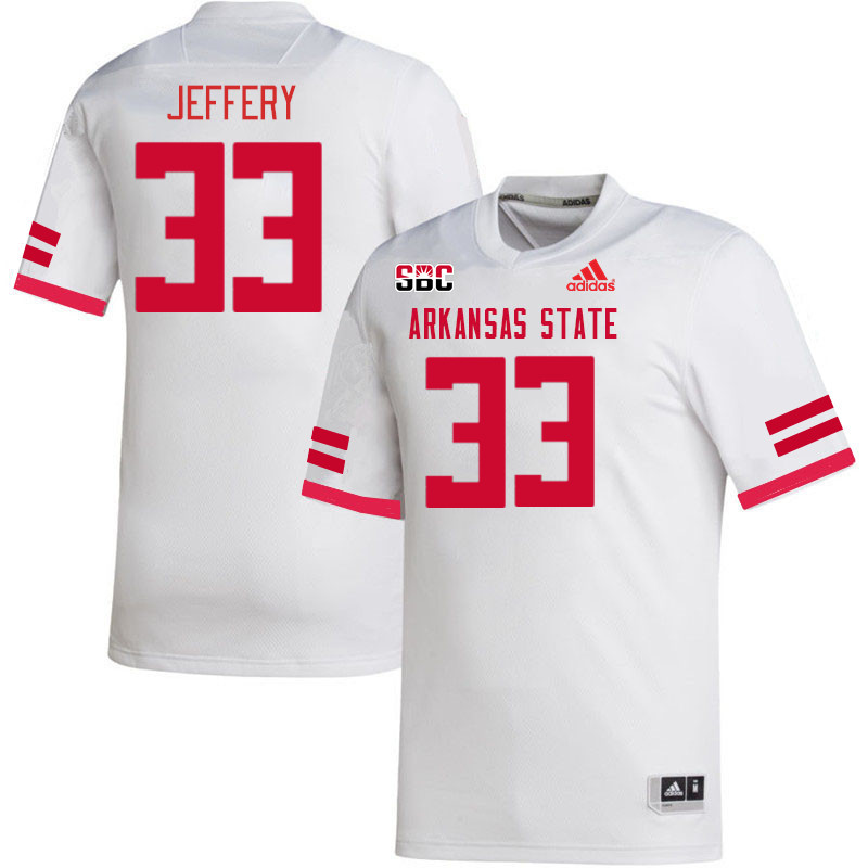 Men-Youth #33 Cam Jeffery Arkansas State Red Wolves College Football Jerseys Stitched-White